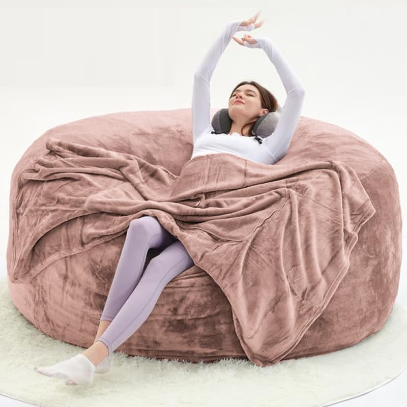 Oversized Bean Bag Chairs for Adults,6FT,Bean Bag Chair with Filler Included,Memory Foam Chair,Removable and Washable Flannel Cover, Suitable for Reading Chairs in Living Room (Blue, 6 Foot)