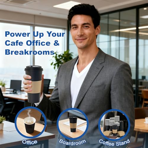 16 oz Coffee Cups + 16 Extra Cups Bulk Disposable To-Go Paper Cups with Lids and Sleeves for Hot Beverage, Chocolate, Coco...