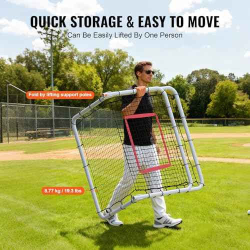 VEVOR Baseball and Softball Rebounder Net, PitchBack Baseball Pitching Nest, 3-Way Baseball, Softball Pitchback Net, Fielding Trainer, Bounce Back Net for Fielding/Throwing Practice