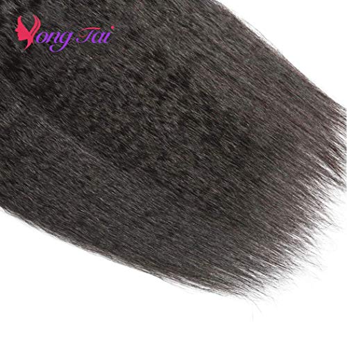 Brazilian Kinky Straight Human Hair - 3 Bundles Virgin Kinky Straight Hair 12 14 16 Inches 100% Unprocessed Kinky Straight Human Hair Extensions for Black Women 1B Color