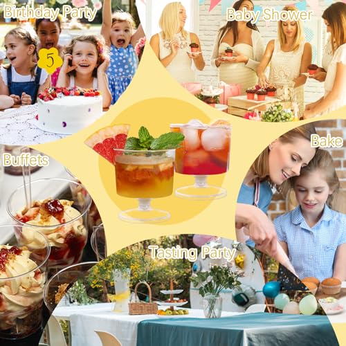 Loccmat 2 oz Mini Dessert Cups, 80 Pack Clear Plastic Wine Glasses, Disposable Dessert Shot Glasses for Party, Wedding, Bi...