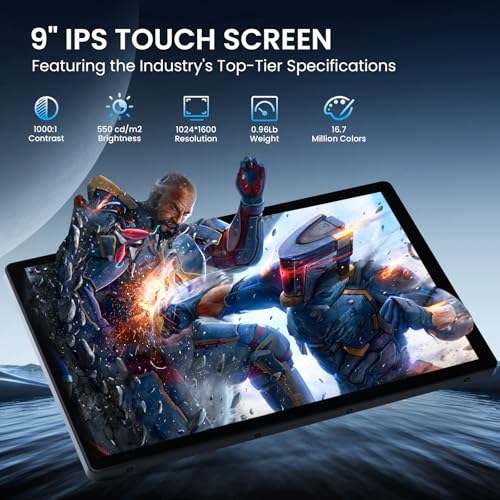 TECXERLLON 9.0" Wireless CarPlay Screen for Car, Android Auto Screen for Car with Backup Camera, Portable Touchscreen car ...
