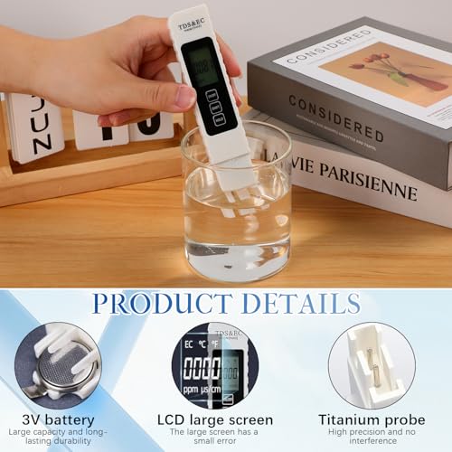 4 in 1 Digital Water Quality Tester,2025 NewTDS/EC/Temperature(°C/°F)Meter,0-9990 PPM Meter,Water Tester for Drinking Wate...