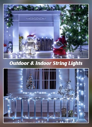Brightown 4 Pack Solar Christmas Lights Outdoor, Total 184FT 480 LED Solar String Lights Outdoor Waterproof Green Wire wit...