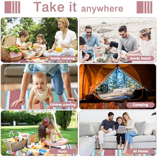 Waterproof Picnic Blanket 80" x 60" in Portable with Carry Strap for Beach Mat or Family Outdoor Camping Party, Park Blank...