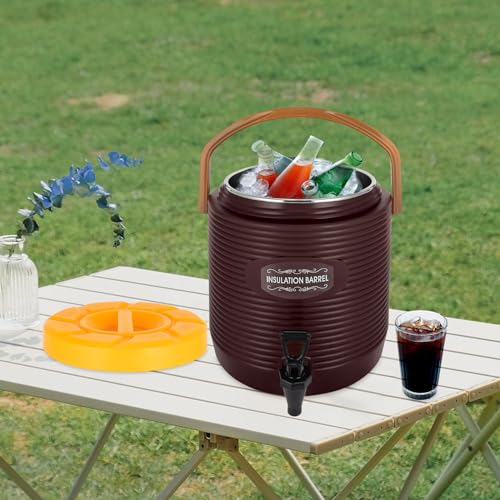 Insulated Beverage Dispenser 3 Gallon Ice and Hot Drink Dispenser with Stainless Steel Interior and Spigot, Portable Hot W...