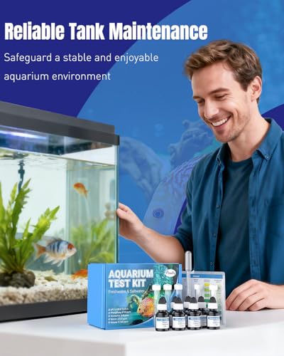 Pawfly 5 in 1 Aquarium Water Master Test Kit, Aquarium Water Test Kit Fish Tank Water Testing Kit for pH Nitrite Nitrate A...