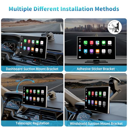 Madoec Portable Apple Carplay Screen for Car, 9" Wireless Apple Carplay & Android Auto,4K Dash Cam,1080p Backup Camera DV...