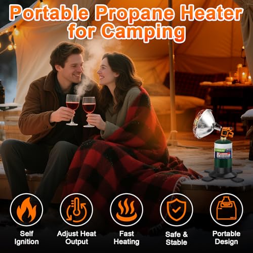 Propane heater, 2000℉ Portable Propane Heater with Foldable Gas Cylinder Stand for Camping, Tent, Hiking, Ice Fishing, and...