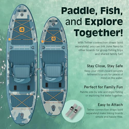 Retrospec June Nano Kids Inflatable Fishing Paddle Board SUP Kayak: 9'6" Hybrid Paddleboard with Rod Holders, Removable Se...