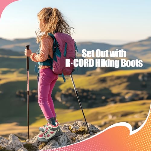 R CORD Kids Hiking Boots Waterproof & Breathable, Durable TPR Traction Outsole, Anti-Skid, Athletic Drawstring Closure, Un...