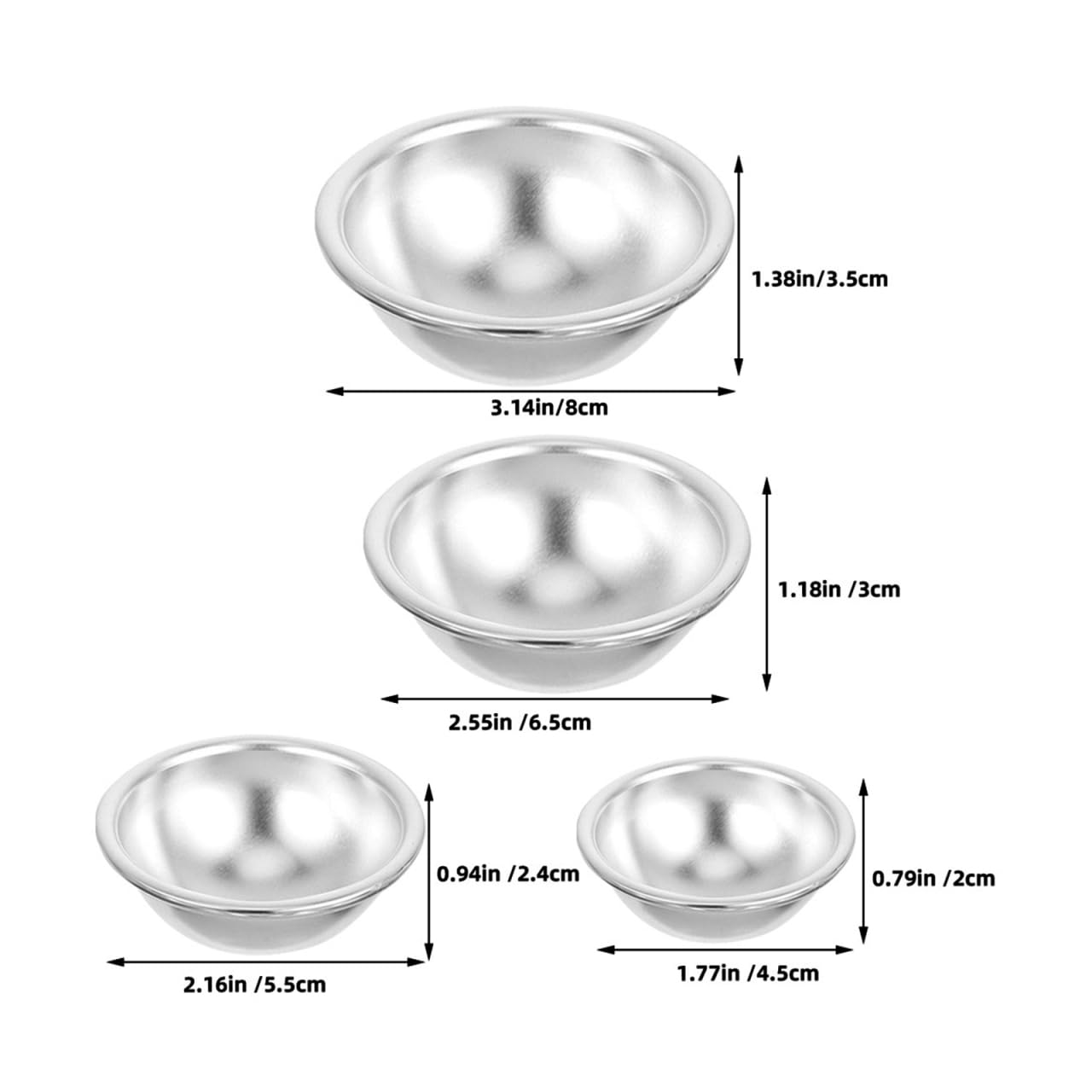 Tofficu 8Pcs Dome Cake Pan - Aluminum Cake Ball Mold - 1.77+2.16+2.55+3.14 Inch Half Ball Cake Pan - Football Cake Pan - 3d Round Shape Cake Mold for Birthday Wedding Anniversary DIY Cake Baking Tool