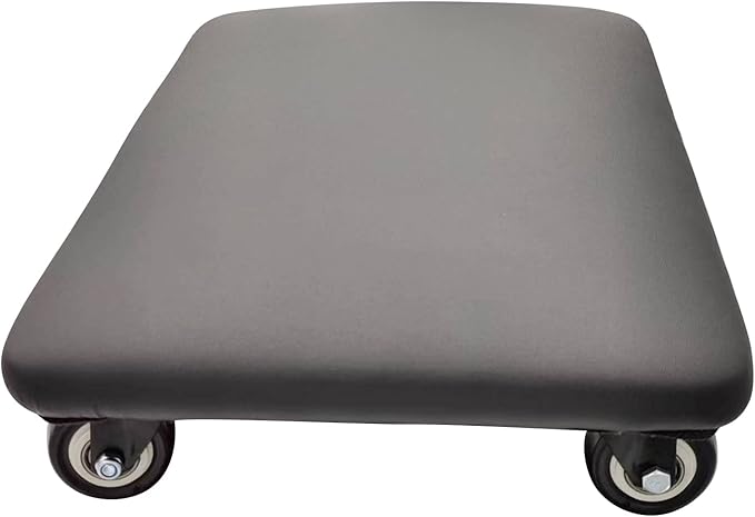 Btibpse Roller Seat 360 Degree Rotating Low Stool with Wheel Chair PU Leather Universal Swivel Wheels Stool for Home Office Fitness and Garage (Rectangle Black)