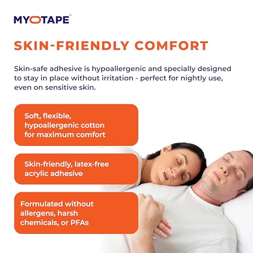 MyoTape - Sleep Tape 30 Nights Supply - Reduce Snoring - Improve Your Sleep - Promote Nasal Breathing - Comfortable & Gentle On Skin - Large