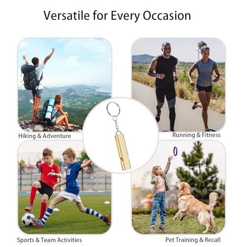 Premium Extra Loud Whistles for Camping Hiking Hunting Outdoors Sports and Emergency Situations, Sturdy but Light Aluminiu...