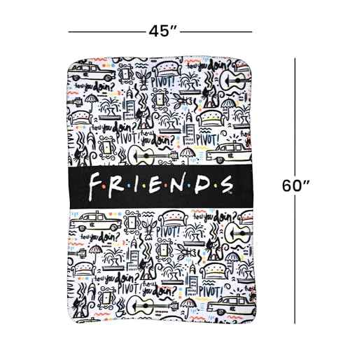 Northwest The Company - Friends TV Show How You Doin' & Pivot NYC Fleece Throw Blanket, Soft and Cozy Lightweight Plush Fabric Bed Cover and Room D?cor - Size 45inx 60in