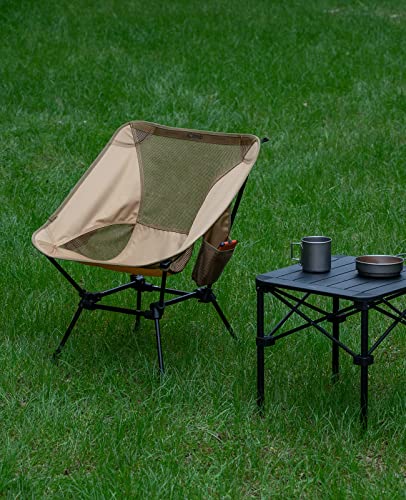 iClimb 1 Low Folding Chair and 1 Anti-Sink Large Feet Chair, Ultralight Compact for Adults Outdoor Camping Backpacking Hiking
