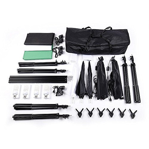 Kshioe Photo Lighting Kit, 2M x 3M/6.6ft x 9.8ft Background Support System and 900W 6400K Umbrellas Softbox Continuous Lig...