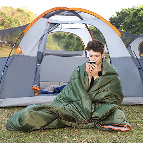 Amazon Basics 40°F Cool Weather Two-Person Sleeping Bag, 87 Inches x 59 Inches, Olive Green