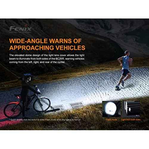 Gift Bundle: Fenix BC26R 1600 Lumen Rechargeable Bike Light with BC05R V2.0 Bike Safety Taillight, with Lumentac Organizer