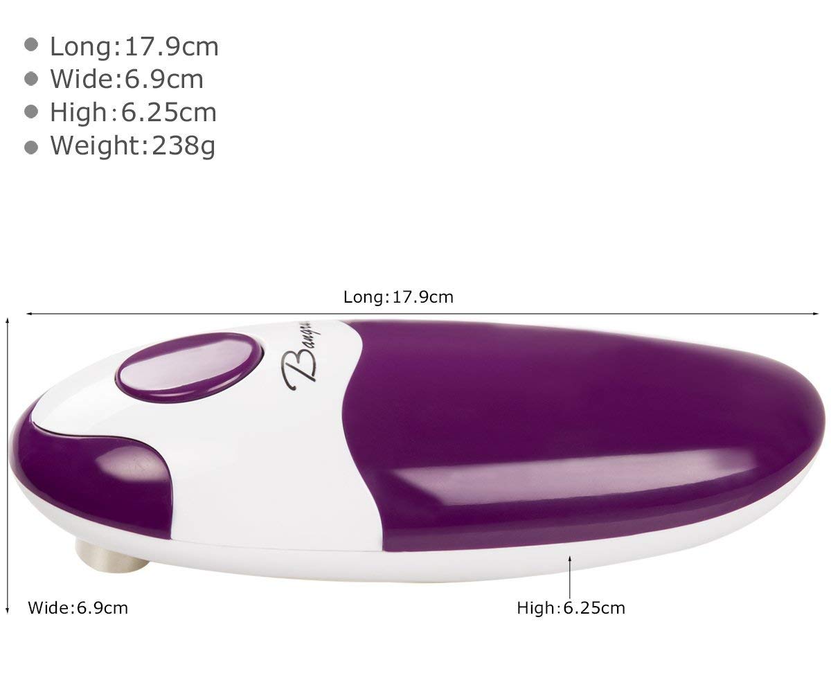 Kitchen Automatic Safety Cordless One Tin Opener&Bangrui Professional Electric Opener.One-touch switch .Smooth can edge.Being friendly to left-hander and arthritics!(Purple)