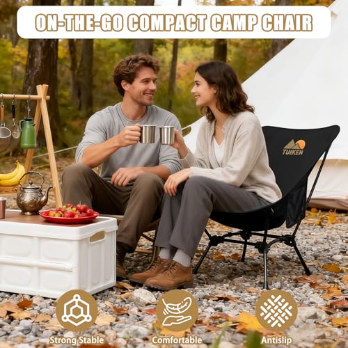 TUIKEN Ultralight Camping Chair Backpacking Chair, Portable Camp Chair with Cup Holder & Storage Bag, Lightweight Compact ...
