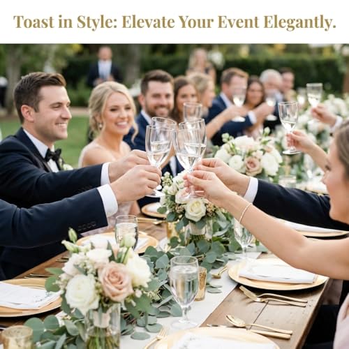 JoyServe 24 Plastic Wine Glasses Disposable - 7 Oz Clear BPA-Free Plastic Glasses with Stem, Reusable Party Wine Cups for ...