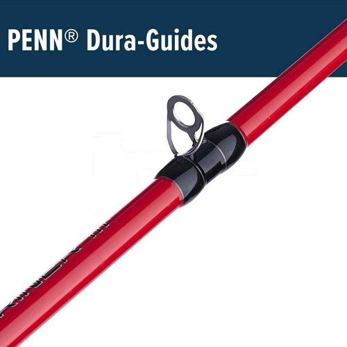 PENN Mariner III Boat Conventional Fishing Rod, Black/Red, 9' - Medium Light - 2pc - 10-17lb