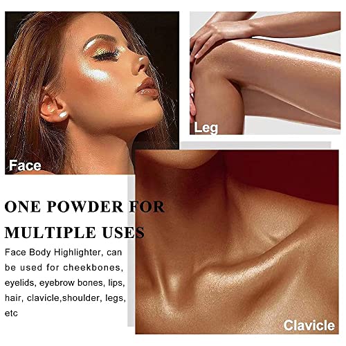 Glitter Powder Highlighter Makeup, Body Brightens the Natural Three-Dimensional Face Blusher Fairy Highlight Patting Powde...