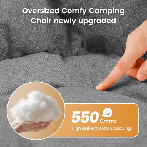 OUTDOOR LIVING SUNTIME Oversized Padded Comfy Camping Chair with Removable Footrest,Weight Capacity 400LBS, Heavy Duty Moo...