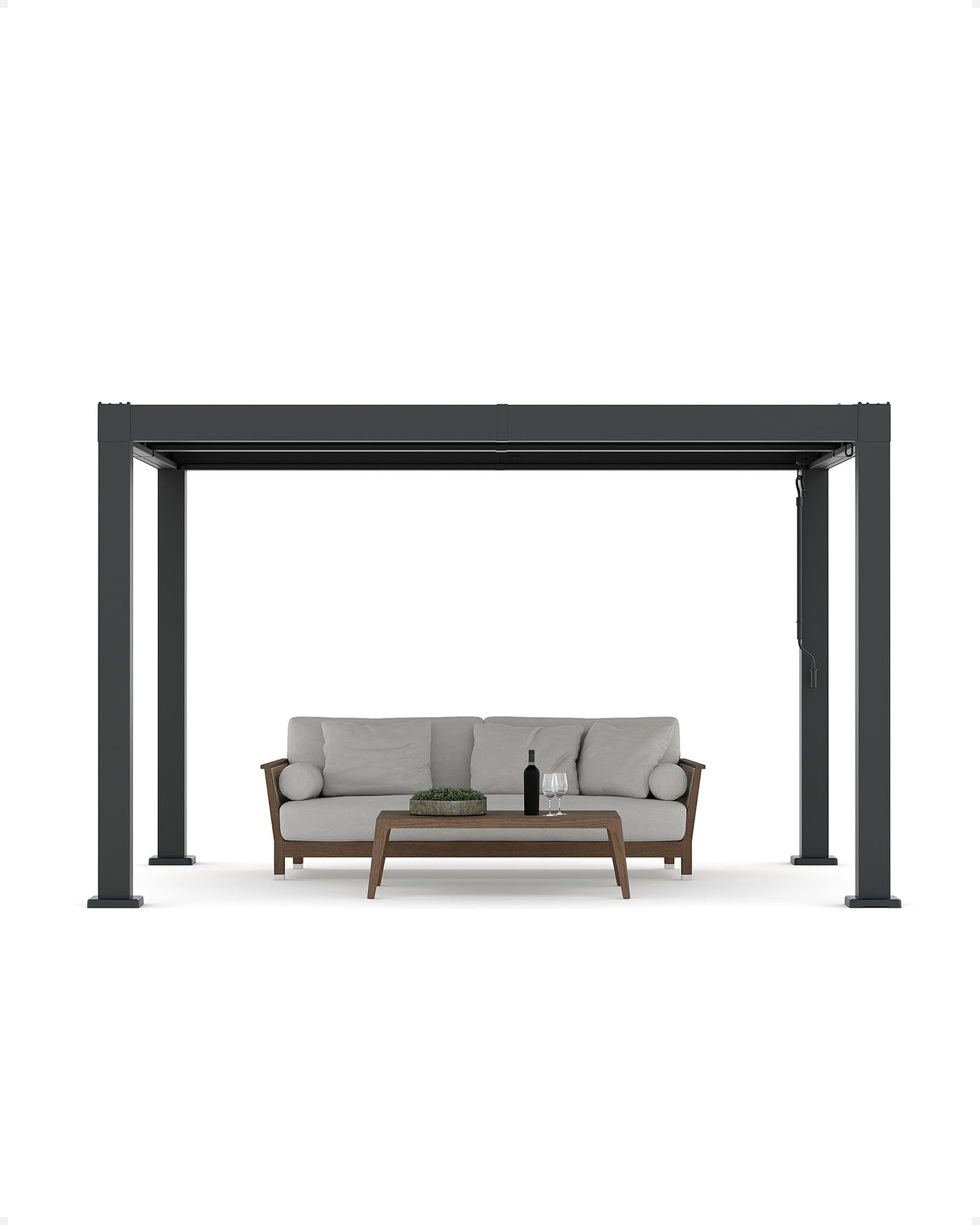 Garveelife All-Aluminum Louvered Pergola 10 ft x 12 ft, Outdoor Pergola with Adjustable Louvered Roof, Reinforced Aluminum Frame, Integrated Drainage System, Hardtop Gazebo for Patio, Deck, Gray