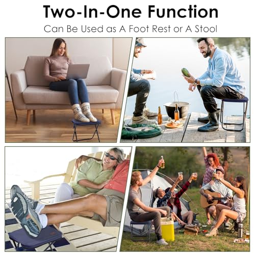 MOONCY Portable Stool, 13 Inch Small Folding Stool for Adults, Ultralight Blue Camping Stools for Hiking and Fishing, Hold...