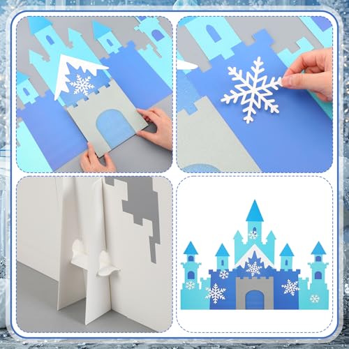Harloon 19.7 x 23.6 Inch Snowflake Castle Table Centerpiece Glitter Winter Themed Party Table Decorations for Princess Sno...