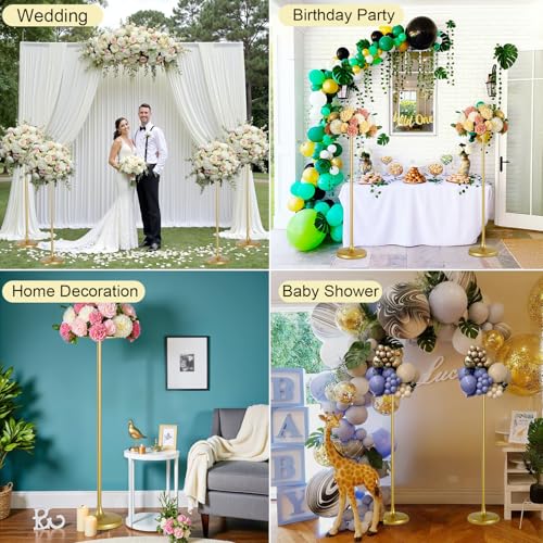 Fullvaseer 2pcs Tall Wedding Flower Stand 39.37" Wedding Centerpieces for Tables Gold Centerpieces Metal Flower Floor Vase...