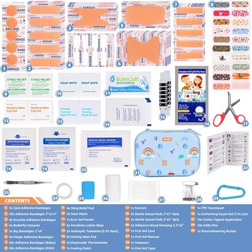 RAINLOS Small-First-Aid-Kit-for-Home-Car-Travel-Camping-Hiking-Kids, Mini Cute Portable Medical Emergency Kits Fits into a...