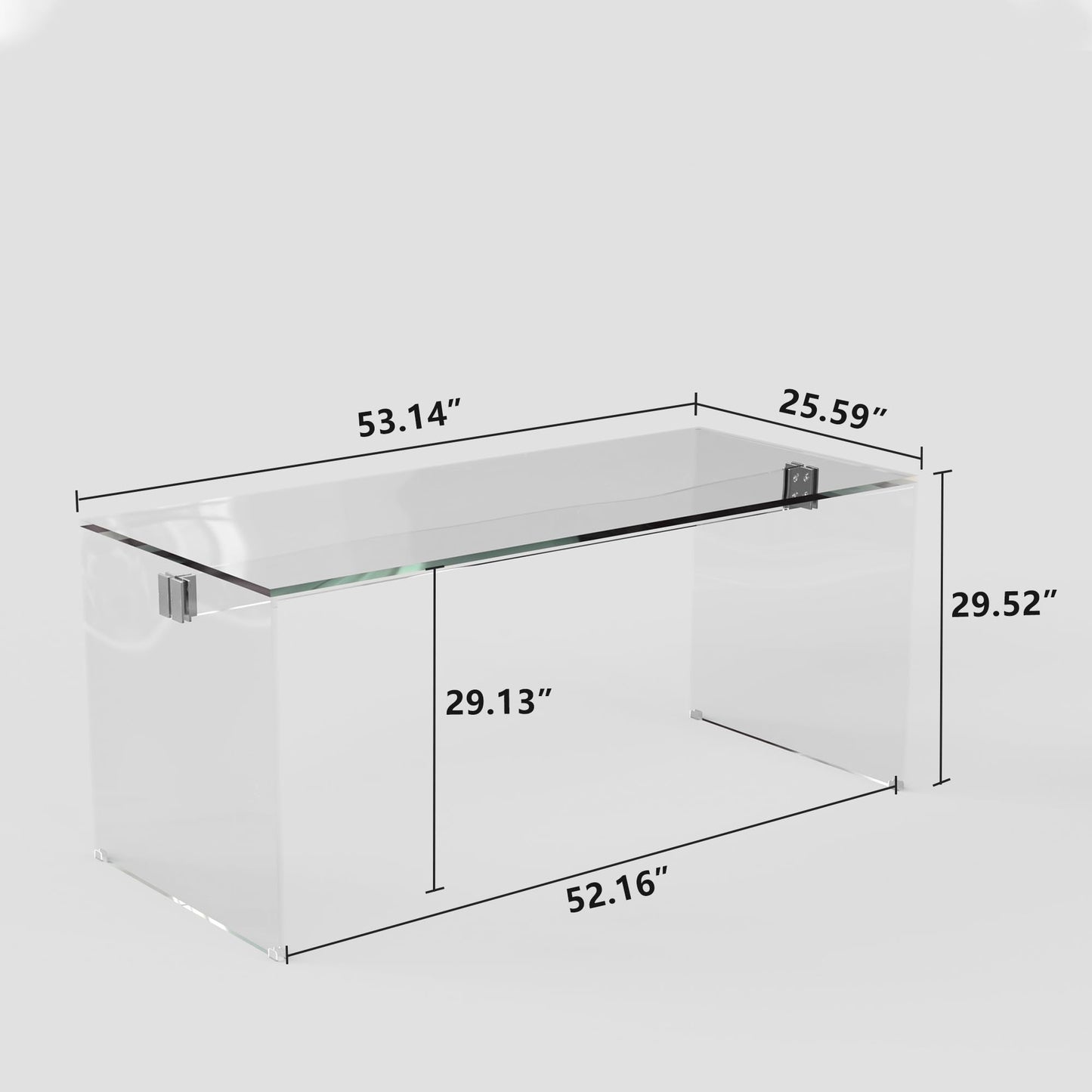 NessCarsti 53.14" Modern Tempered Glass Office Desk, Minimalist Style Rectangular Workstation Table, Sturdy & Sleek Design for Home Office & Living Room, Clear