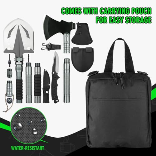 ZENHOSIT Survival Shovel with Camping Axe: Multifunctional Tactical Gear for Outdoor Adventure - 180 Degree Folding Campin...