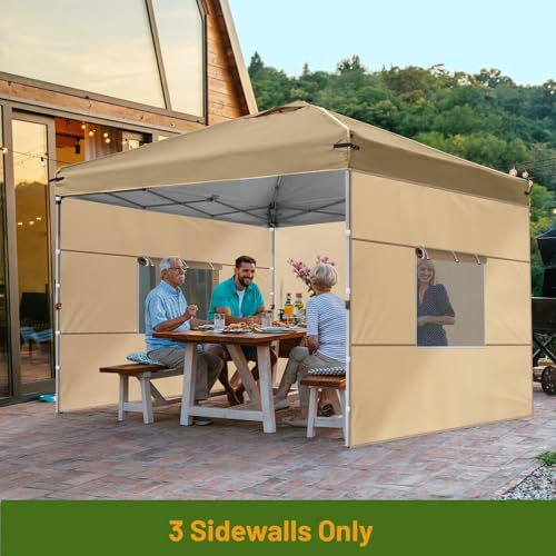 3 Pcs 10x10 Canopy Sidewalls with Roll-up Windows for 10x10 Pop Up Canopy Straight Leg Outdoor Instant Canopy Sidewall Wat...