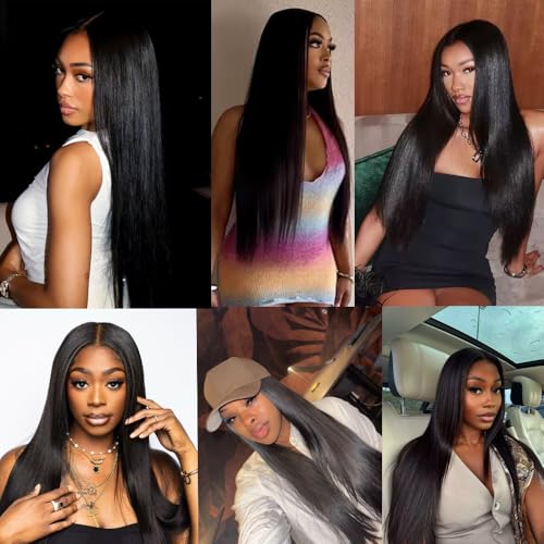 Straight Human Hair bundles 12A Grade 100% Unprocessed Brazilian Virgin Human Hair Weave 3 Bundles Deals Human Hair18 20 22 Inch Human Hair Bundles Natural Black Color
