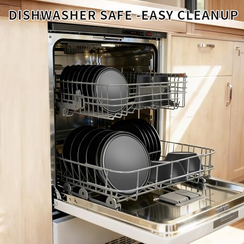 40-Piece RV Camping Dinnerware Set (Service for 8), Microwave Safe Plates and Bowls Set with Cutlery, Lightweight & Unbrea...