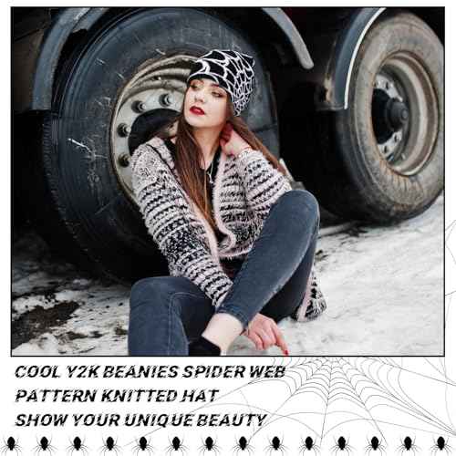 Ramede 4 Pcs Y2k Beanie - Double Sided Graphic Beanies for Men and Women, Acrylic Knitted Y2k Hats Accessories