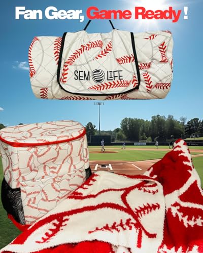 SEM LIFE Baseball Outdoor Stadium Blanket, Picnic Mat, Large 80 x 60 Inches, Reversible, Fleece Lined, Baseball Games, Tou...