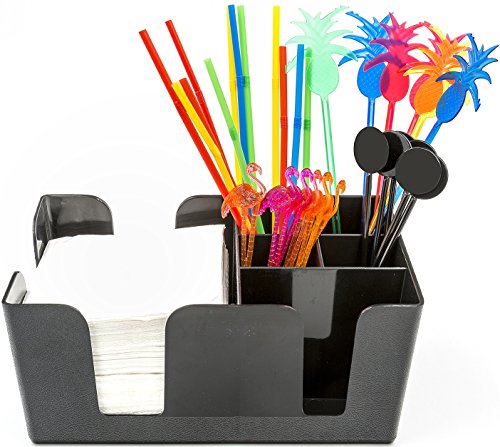 Ultimate Bar Caddy Assorted Swizzle Sticks, Disposable Flexible Straws (2 Sizes) – Ideal Bar Party Refill Kit for Organize...