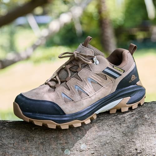 Queday Waterproof Hiking Shoes for Women Men Non Slip Leather Outdoor Backpacking Shoes All Terrain Lug Sole Camping Climb...
