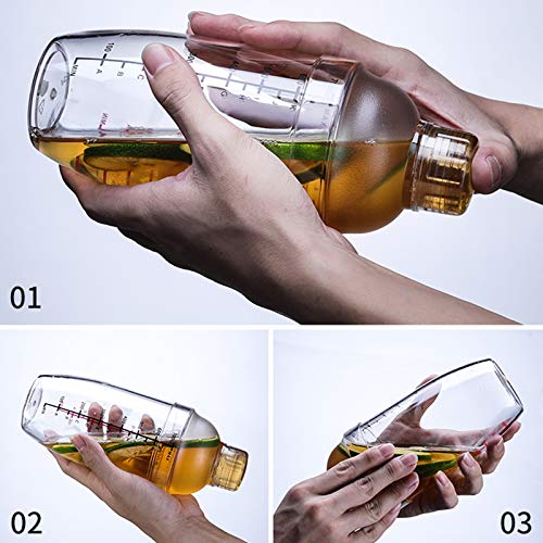 1Pc Plastic Cocktail Shaker with Scale and Strainer Top, Clear Plastic Cocktail Shaker Bottle Wine Mixer Bottle Cocktail T...
