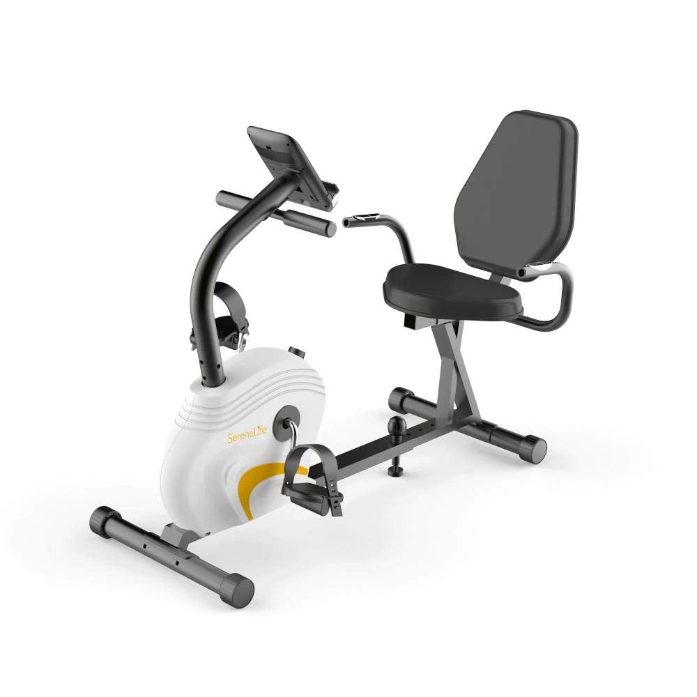 SereneLife Exercise Bike - Recumbent Stationary Bicycle Pedal Cycling Trainer Fitness Machine Equipment w/Built-in Digital Console for Workout, Weight Loss, Fitness & Health at Home & Office(SLXB3)