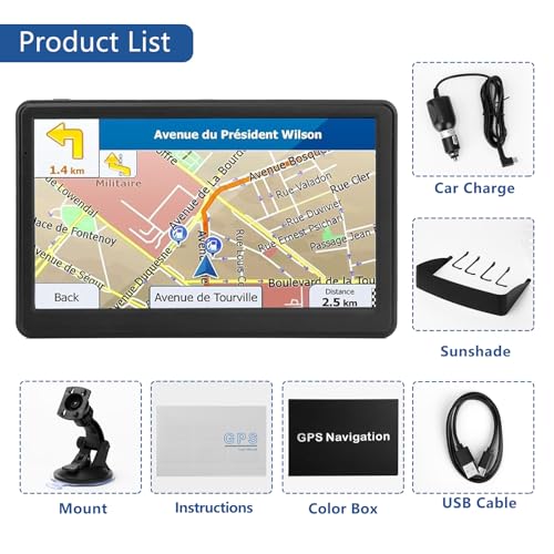 GPS Navigator for Car Truck RV, Latest 2026 Map(Free Lifetime Updates) 7 inch Touch Screen Car GPS Navigation,Support Voic...