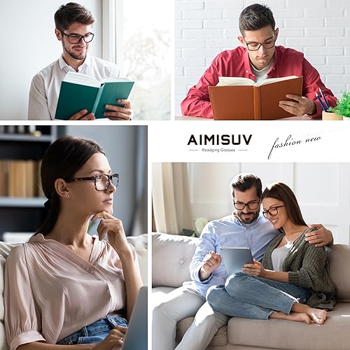 AIMISUV 5 Pack Reading Glasses for Women Men Blue Light Blocking - UV Filter Computer Readers,Anti Eyestrain Eyeglasses