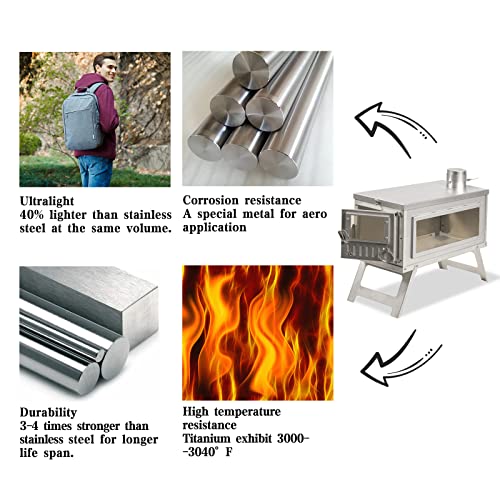 LynsaTac Portable Backpacking Stove Wood Burning Camp Stove with 8.2ft Storable Chimney and Adjustable Smoke Vent for Camp...