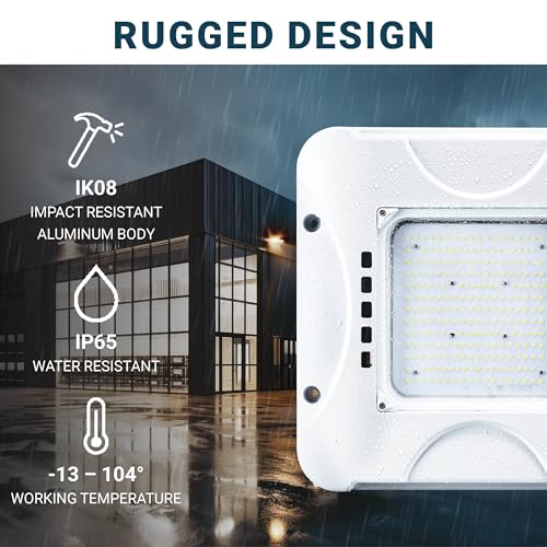 Parmida LED Canopy Light, 150W, 0-10V Dimmable, 100-277VAC, IP65 Waterproof, ETL, Shop Light, 5700K, 16.5" x 16.5", Gas St...